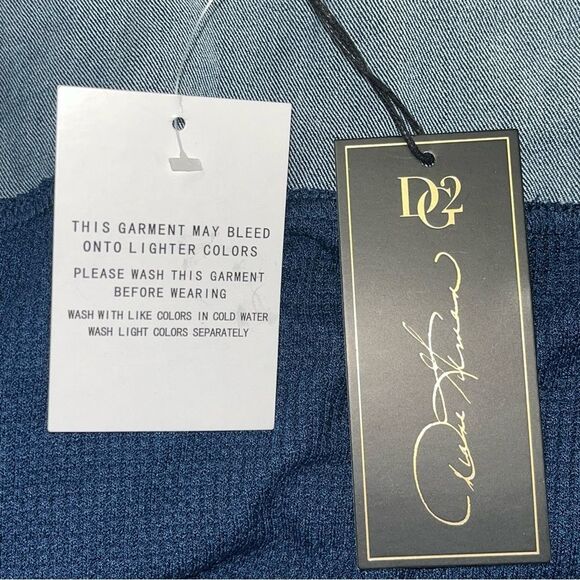 NWT DG2 Diane Gilman Indigo Blue Twill Knit Denim Combo Draped Jacket Size Med - Picture 7 of 11